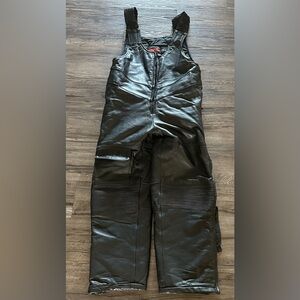 Black Leather snowmobiling bibs